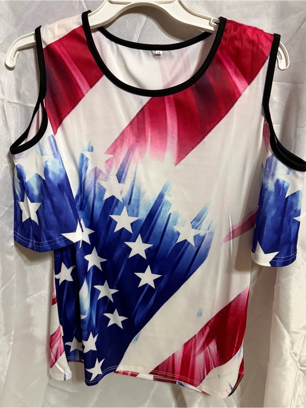 Trendy boutique Red, White & Blue Cold-Shoulder Tank Top